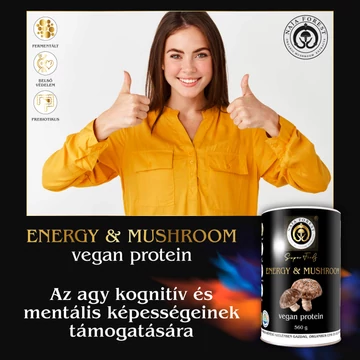 Naja Forest Energia és Gomba vegán protein shake 560g dobozos kiszerelésben