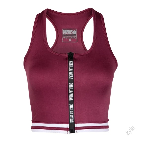 Gorilla Wear zipzáras crop top burgundi vörös