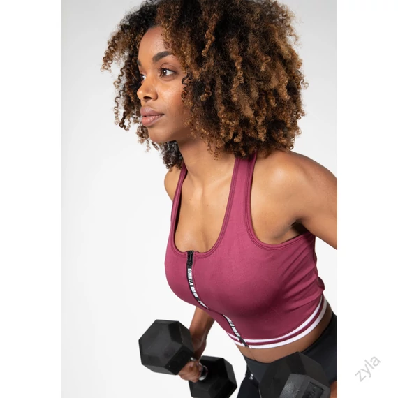 Gorilla Wear zipzáras crop top burgundi vörös