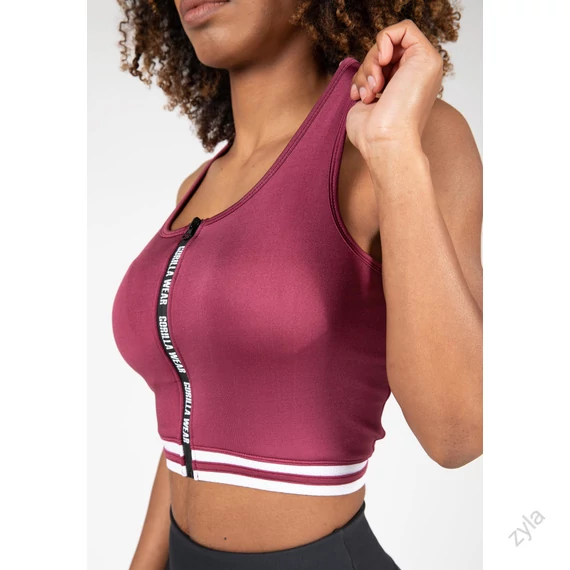 Gorilla Wear zipzáras crop top burgundi vörös
