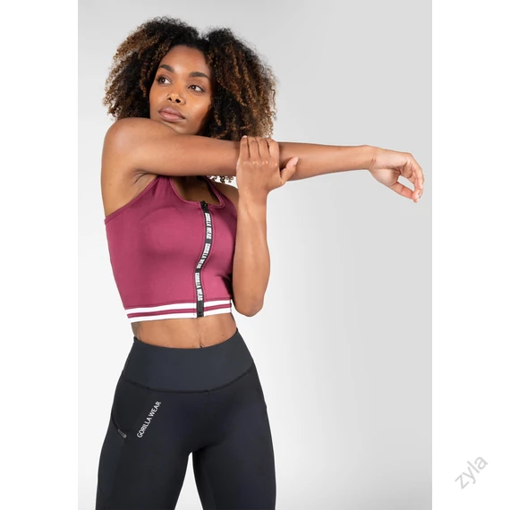 Gorilla Wear zipzáras crop top burgundi vörös
