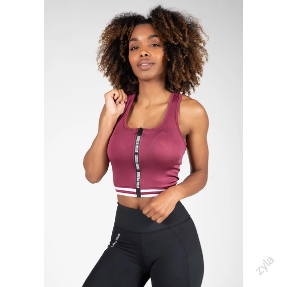 Gorilla Wear zipzáras crop top burgundi vörös